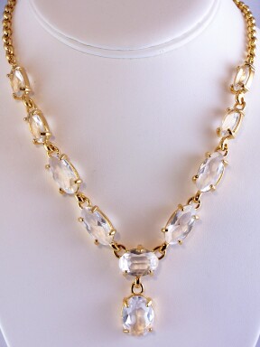 SJ95 Swarovski clear oval rhinestone necklace